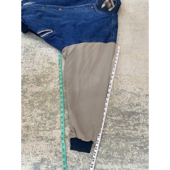 Vintage 80s 90s Sz XXL GREAT LAND Baseball Jacket Denim Beige Blue - Picture 6 of 7